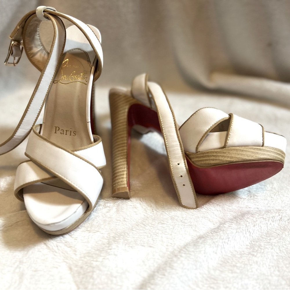 Beautiful platform Christian LouBoutin sandals. Perfect for a summer picnic.